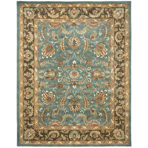 Handmade Heritage Blue- Brown Wool Rug (9'6 x 13'6)