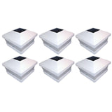 Set of 6 White Fence Post Lights with Ultra-Bright LED Bulbs