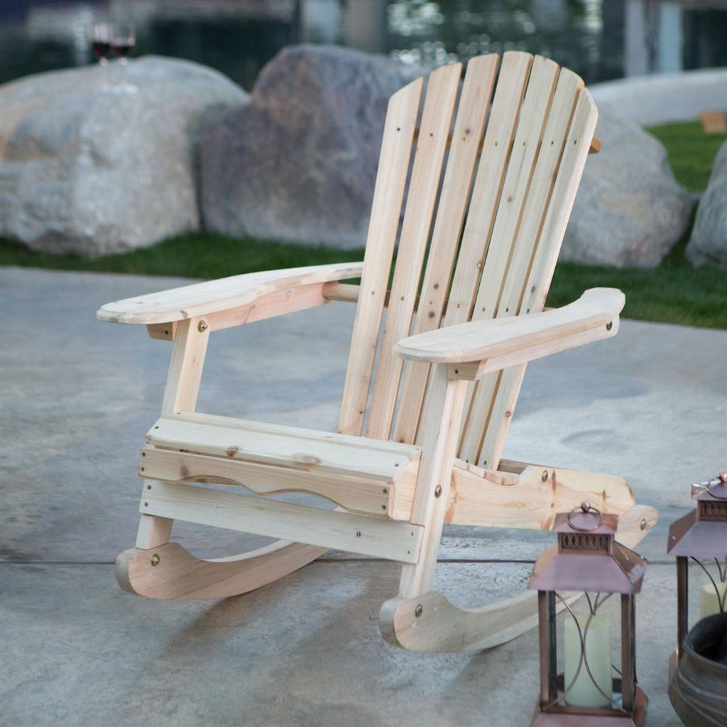Patio Porch All Weather Indoor - Outdoor Natural Adirondack Rocking Chair