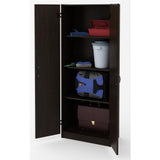Modern 2-Door Armoire Wardrobe Storage Cabinet in Espresso Wood Finish