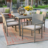 Weather Resistant Resin Wicker Patio Dining Table 63-inch with Steel Frame
