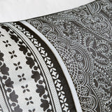 King size 7-Piece Comforter Set with Damask Pattern in Black White Gray
