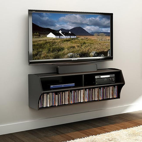 Wall Mounted A-V Console - Entertainment Center in Black