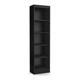 Modern 69-inch Tall Skinny 5-Shelf Bookcase in Black Oak Finish