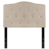 Twin size Beige Fabric Upholstered Button Tufted Headboard