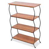 Freestanding 4-Shelf Wood Metal Shelving Unit Bookcase