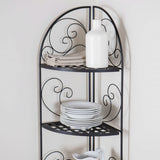 Indoor - Outdoor Corner Bakers Rack Folding Metal Plant Stand with 4-Shelves