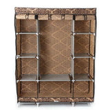 Brown Damask 65-inch Bedroom Wardrobe Closet Organizer Storage Unit