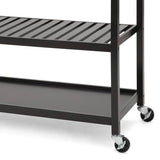 Stainless Steel Top Black Wood Frame Kitchen Island Cart on Casters