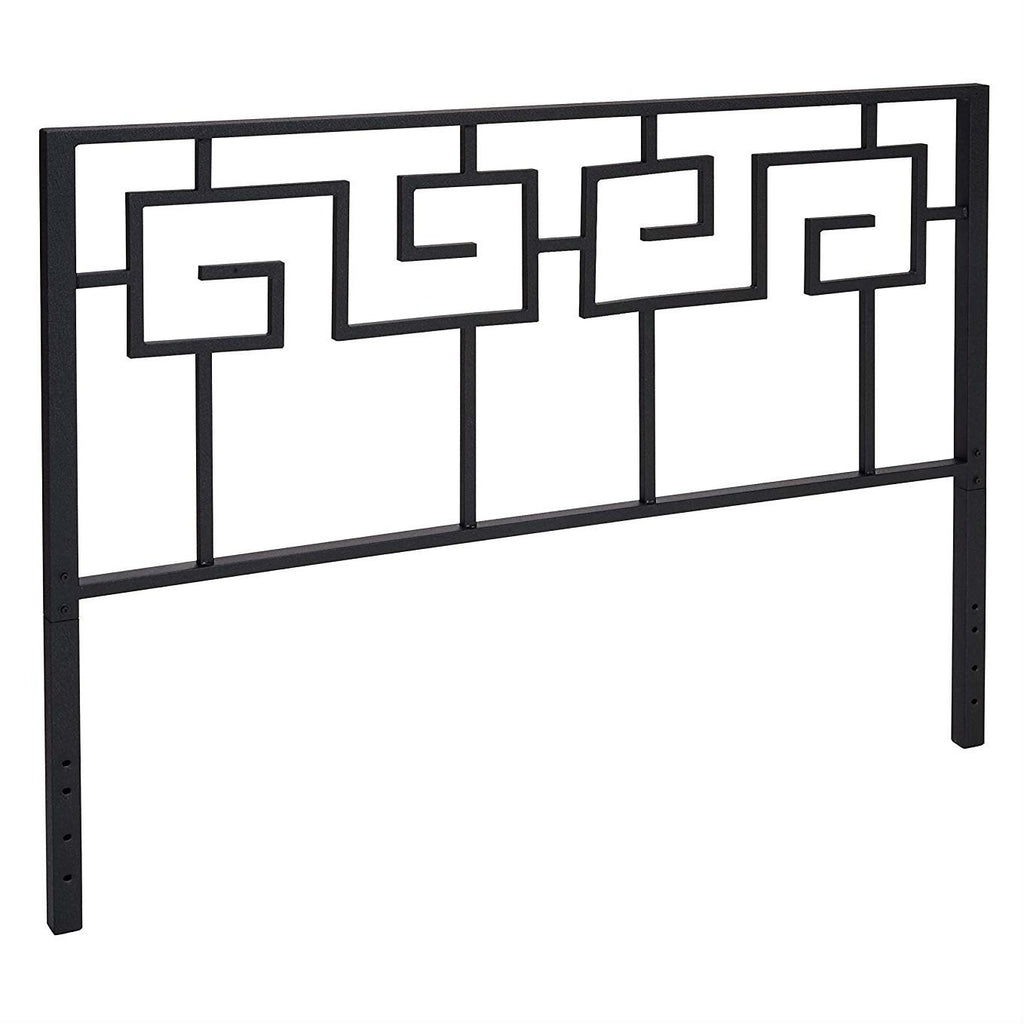 King size Modern Meander Greek Spiral Headboard in Black Metal Finish