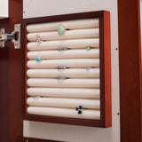 Wall Mounted Locking Jewelry Armore with Mirror in Cherry Wood Finish