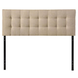 King size Beige Fabric Upholstered Headboard with Modern Tufting