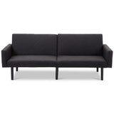 Modern Black Linen Split-Back Futon Sleeper Sofa Bed Couch