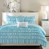 Light Blue Full-Queen 5-Piece Comforter Set w- 2 Shams & 2 Pillows