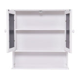 Simple Bathroom Mirror Wall Cabinet in White Wood Finish 23 x 22 inch