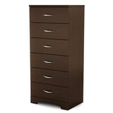 Contemporary Bedroom 6 Drawer Lingerie Chest in Chocolate