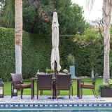 Rectangle 8-Ft x 11-Ft Patio Umbrella with Bronze Finish Pole and Beige Shade