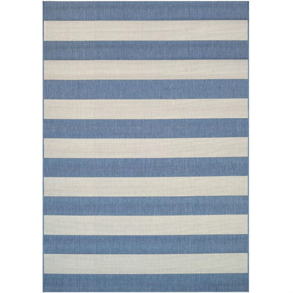 2' x 3'7 Ivory Blue Stripe Outdoor Indoor Rug