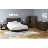 Contemporary 2-Door Armoire Wardrobe Cabinet with Bottom Drawer in Chocolate Brown