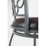 Grey Metal 30-inch Barstool with Brown Faux Leather Swivel Seat