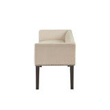 Cream Upholstered Accent Bench with Black Nailhead Detail