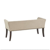 Cream Upholstered Accent Bench with Black Nailhead Detail
