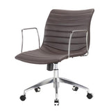 Dark Brown Mid-Back Comfortable Mid-century Modern Office Chair with 26.7-in Wide Seat