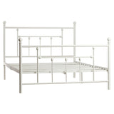 Full size White Metal Platform Bed Frame with Headboard and Footboard