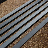Outdoor Garden Bench with Slatted Seat and Rustic Metal Finish