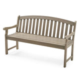 Outdoor Curved Back 5-Ft Garden Bench with Arms in Driftwood Finish