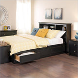 Twin XL Platform Bed with Bookcase Headboard & 3 Storage Drawers