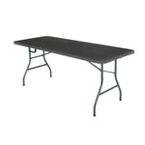 Black 6-Ft Centerfold Folding Table with Weather Resistant Top
