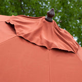9-Ft Push Button Tilt Patio Umbrella with Rust Red Orange Shade and Bronze Finish Pole