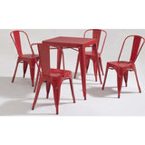 Modern Classic French Cafe Style Metal Dining Table in Red