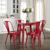 Modern Classic French Cafe Style Metal Dining Table in Red