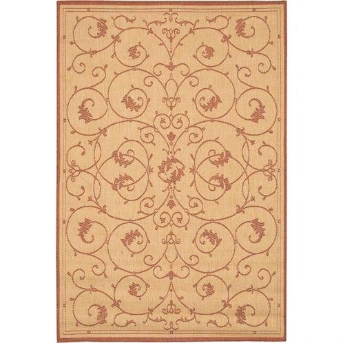 2' x 3'9 Floret Vines Leaves Floral Area Rug in Terracotta Natural