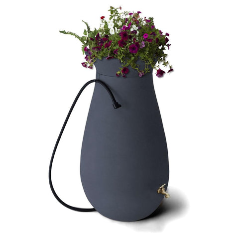 65-Gallon Roto Molded Plastic Resin Rain Barrel in Charcoal Stone Color