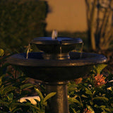 2-Tier Outdoor Solar Bird Bath Fountain in Oiled Bronze Finish Resin