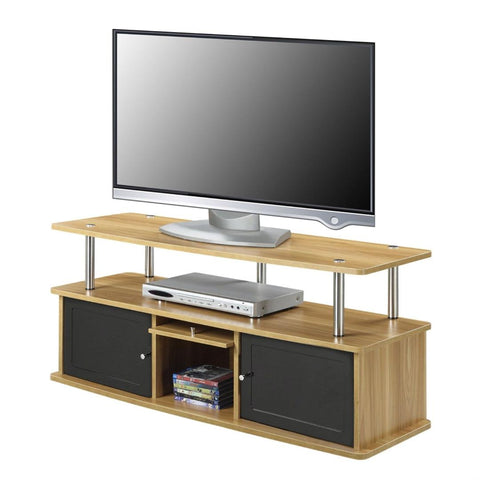 Modern 50-inch TV Stand in Light Oak - Black Wood Finish