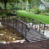 8-Ft Metal Garden Bridge in Weathered Black Finish - 750-lb Weight Capacity