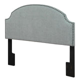 Full - Queen size Nailhead Upholstered Headboard in Soft Turquoise Linen Fabric