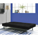 Black Microfiber Upholstered Futon Sofa Bed with Metal Legs