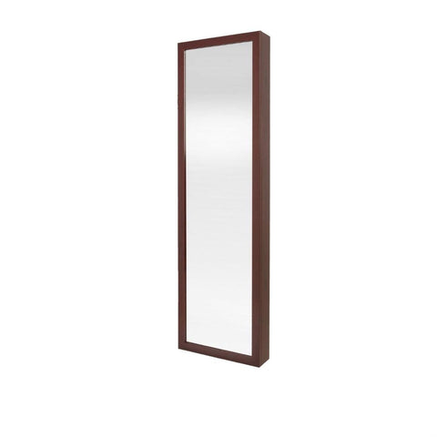 Wall - Door Mount Jewelry Armoire - Full Length Mirror in Cherry Finish