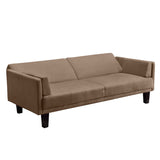Modern Tan Microfiber Upholstered Futon Style Sleeper Sofa Bed