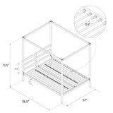 Full size Modern Pink Metal Canopy Bed