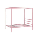 Full size Modern Pink Metal Canopy Bed