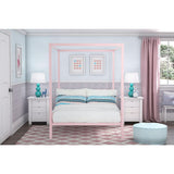 Full size Modern Pink Metal Canopy Bed