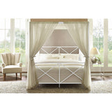 Queen size Sturdy Metal Canopy Bed Frame in White