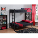 Twin over Full Futon Bunk Bed Sleeper Sofa in Black Metal