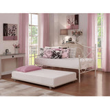 Twin size White Metal Trundle Bed with Casters Wheels for under Daybeds